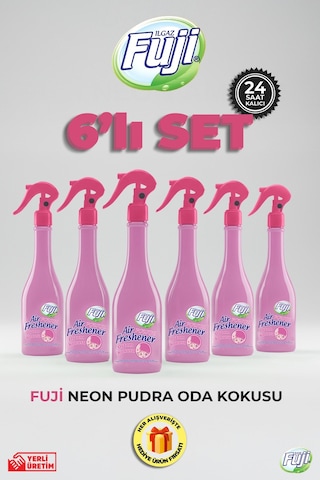 Fuji Pudra Oda Spreyi 400 Ml - 6'lı Eko Paket Air Freshener Neon Pudra Oda Kokusu