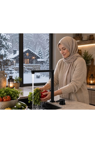 Black Asansörlü Evye Bataryası Acar 46.01.390 Siyah