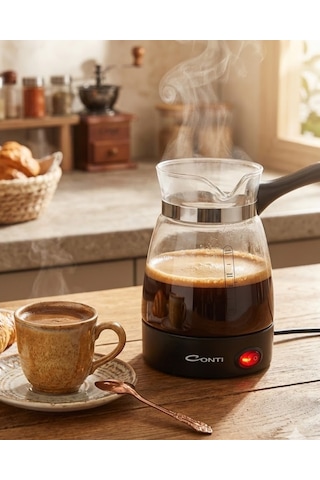 Cam Kahve Makinesi 650w 0.5 Litre 5 Fincan Kapasiteli Elektrikli Türk Kahvesi Makinesi Sarı