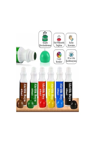 Sıvı Akrilik Boya 6 Renk 60 Ml 1 Paket Masis Likit Akrilik Boya 6 Lı Akrilik Markör Mürekkep Grafiti Ahşap Plastik Çok Renkli