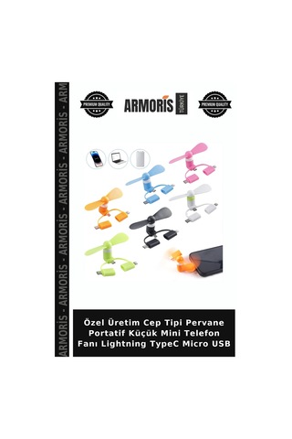 Özel Üretim Cep Tipi Pervane Portatif Küçük Mini Telefon Fanı Lightning Typec Micro Usb