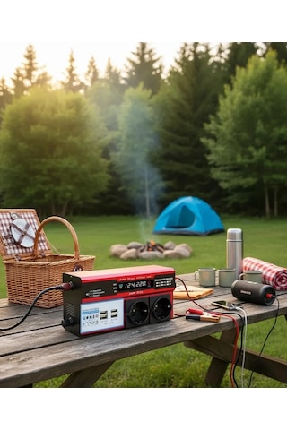 12v 2000w Modifiye Sinüs İnverter Araç Ve Güneş Enerjisi Uyumlu, Çift Usb, Çift Priz Ve Çakmaklık Eco Lounge