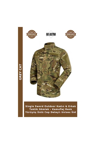 Grey Cat Single Sword Outdoor Kadın & Erkek Taktik Gömlek Kamuflaj Renk Yürüyüş Üstü Cep Detaylı Unisex Üst Çok Renkli