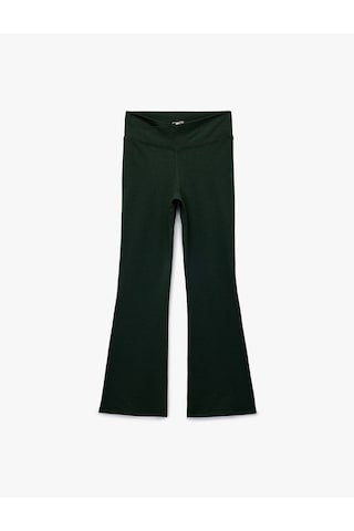 Koton Asimetrik Yüksek Bel Slim Fit İspanyol Paça Spor Tayt Yeşil 6wak40115nk Yeşil