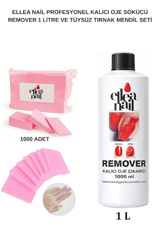 Profesyonel Kalıcı Oje Sökücü Remover 1 Litre Ve Tüy Bırakmayan Tırnak Pedi 1000'li Set