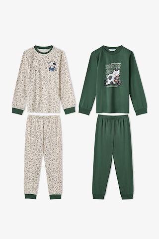 Penti Erkek Çocuk Yeşil Fully Booked Pamuklu Uzun Kollu 2li Pijama Takımı Ge50