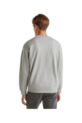 United Colors Of Benetton Erkek Önü Baskılı Ribanalı Yuvarlak Yaka Sweatshirt Gri Melanj