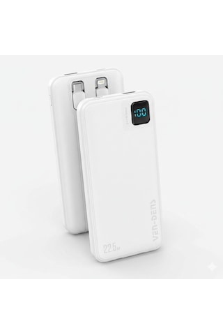 Ven-dens Vd-pb060 10000 Mah Premium Power Bank Dahili Çift Kablolu BEYAZ