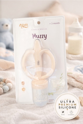 Tgm Baby Meyve Besleyici Ve Ultra Premium Silikon Diş Kaşıyıcı Muzzy Fildişi