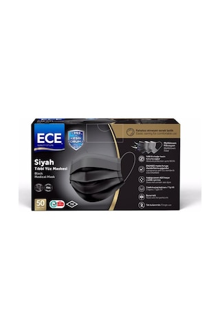 Ece Full Ultrasonik Meltblownlu Maske 50'li Siyah