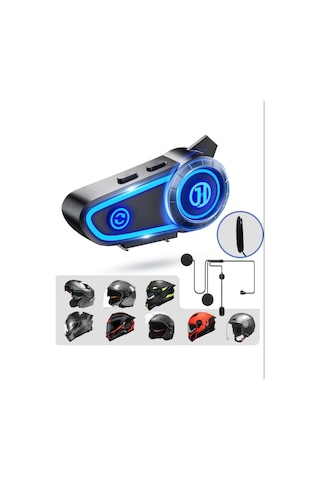 Motosiklet Kask Kulaklığı Bluetooth Mikrofon Stereo Kulaklık Intercom Rgb Işık Motorsiklet Interkom