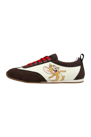 Kadın Vegan Deri Krem Sneakers - Warner Bros Looney Tunes Tom & Jerry Tasarım Çok Renkli