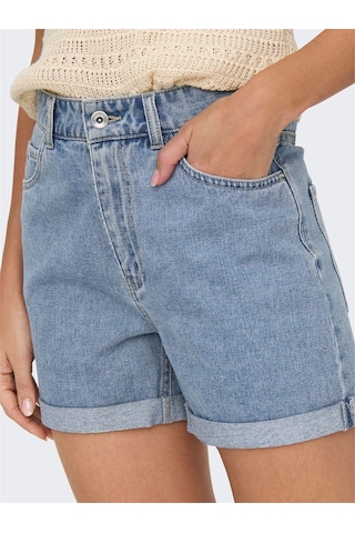 Only Onlvega Hw Mom Dnm Shorts Noos Kadın Mavi Denim Şort - 15230571