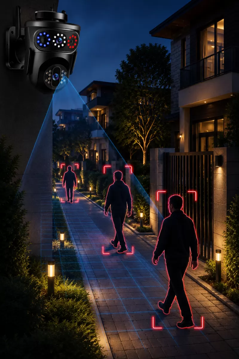 Mpia Morıo Wifi 8mp Fullhd Dual Lens Hareketli+sabit Akıllı Güvenlik Kamerası Hieasy Gece Görüş Sesli Kişi Takibi + 12v Adaptör