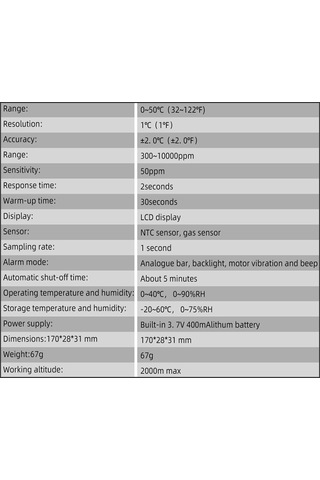 Kosona Endüstriyel Yakıcı Gaz Tespit Cihazı - Sıcaklık Ölçüm, Ses/ışık/titreşim Alarmı, Lcd Ekran, 3.7v Li-pil İle El Tipi Algılayıcı