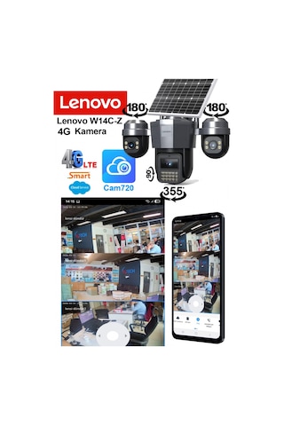 Lenovo W14c-z Smart 4g Solar Akıllı 4k Güvenlik Kamerası Gece Görüşlü Kablosuz Ip 3 Kamera 5+5+5