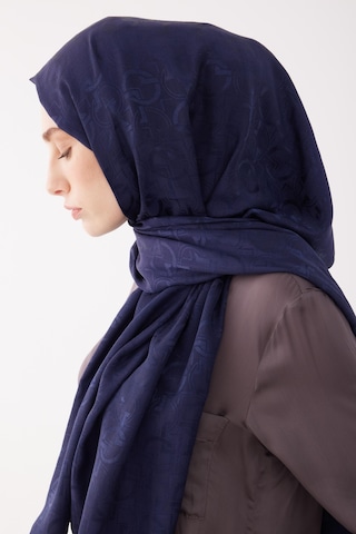 Mirsoy Scarf Daka Desen Parlak Jakar Şal - Lacivert Lacivert