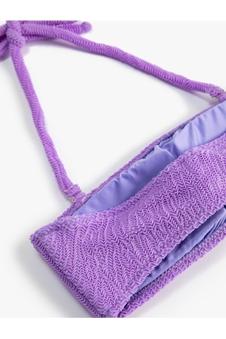Koton Straplez Bikini Üstü Boyundan Bağlamalı Dokulu Lila 3sak10020mm 3SAK10020MM370