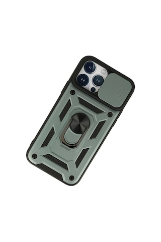 Newface - 388 - iPhone Uyumlu 13 Pro Max Kılıf Pars Lens Yüzüklü Silikon - Csmo-tex - - Yeşil