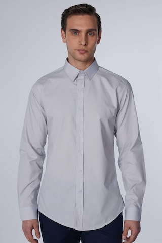 Tudors Slim Fit Uzun Kollu Pamuklu Kolay Ütü Gri Erkek Gömlek-29713-gri Gri