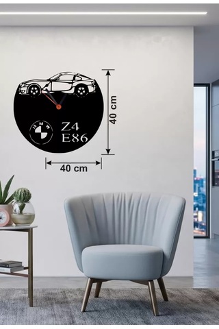 Bmw Z4 E86 Tasarım Ahşap Duvar Saati - 40x40 Cm Lazer Kesim Dekoratif Belirtilmemiş