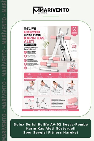 Delux Serisi Relife Av-02 Beyaz-pembe Karın Kas Aleti Göstergeli Spor Sevgisi Fitness Hareket
