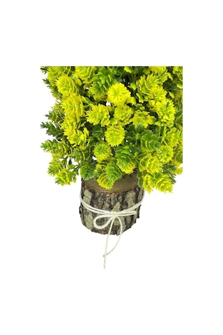 Yapay Çiçek Bonsai Ağacı Sarı Kozalaklı Kütük Saksıda Dekoratif Yapay Ağaç Bonzai 30 15 Cm