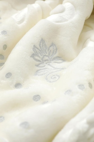 Pırıltı Embos Çift Kişilik Battaniye Patik Hediyeli - Ekru
