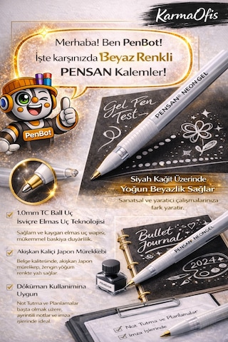Neon Gel Beyaz Jel Kalem Seti 1.0 Mm 6 Adet Premium Akışkan Japon Mürekkepli Diğer