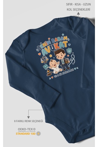 Morivokids Benim Babam Avukat Uzun Kollu Bebek Body %100 Pamuk Lacivert