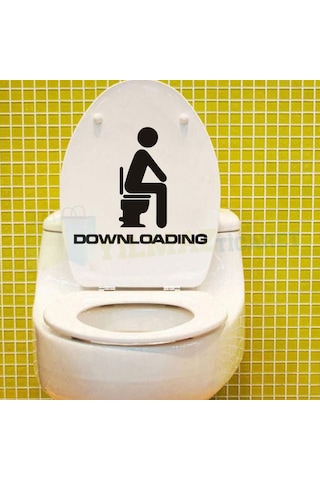 Yılmazetic Downloading Wc Klozet Yapıştırma Banyo Sticker 40 x 35 CM