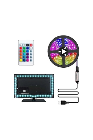 2x50cm-2x100cm 16 Renkli Tv Arkası Usb Rgb Şerit Led Seti Kumandalı
