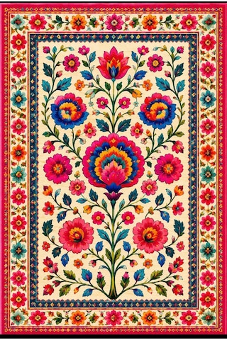 Dijital Baskı Çiçek Desenli Renkli Halı Çiçek Motifli Modern Dekoratif Salon Halısı Çok Renkli