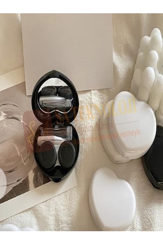 Lionsa Lens Kutusu Ve Takma Aparatı Seti Aynalı Kalp Kalp-siyah