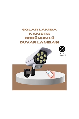 Hubrendy Kargo Güneş Enerjili Led Lamba + Güvenlik Kamerası Görünümlü 5-8 M Hareket Algılamalı, Bey