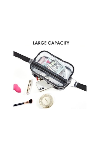 Fosenze Stadyum Onaylı Şeffaf Bel Çantası - Spor, Konser Ve Günlük Kullanım İçin Pratik Ve Su Geçirmez Siyah