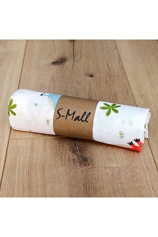 S-Mall Müslin Bebek Battaniyesi - Dinazor -Pamuk -75X85 Cm Çok Renkli