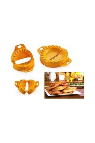 Ams Net 3lü Çiğ Börek Kurabiye Hamur İşi Ravioli Kesme Kalıbı Aparatı Sarı