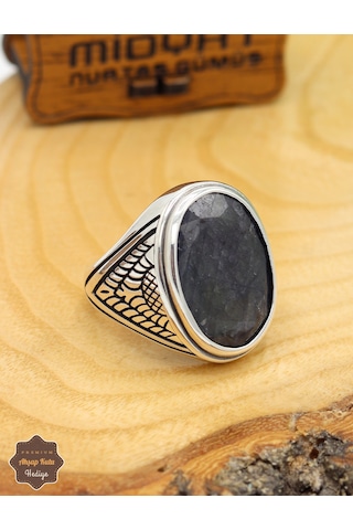 Lapis Lazuli Taşlı Motifli 925 Ayar Gümüş Erkek Yüzük 201024918 Gümüş
