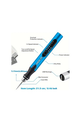 Xuweiwei Mavi 54 Parca Usb Sarj Edilebilir Tasinabilir Elektrikli Mikro Zımpara Kalemi 3 Hiz Ayari Taslama Parlatma Oyma Ve Dıy El Sanatlari İcin Uygun