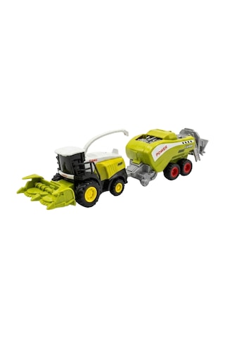 Die-cast Metal Silaj Makinesi Ve Römork Seti - Sürtmeli Çiftlik Oyuncak Traktör Biçerdöver