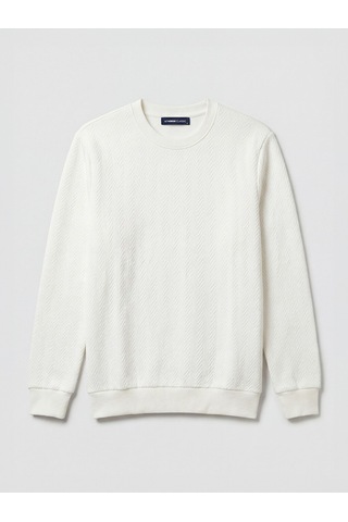 Lcwaıkıkı Classic Beyaz Bisiklet Yaka Desenli Erkek Sweatshirt