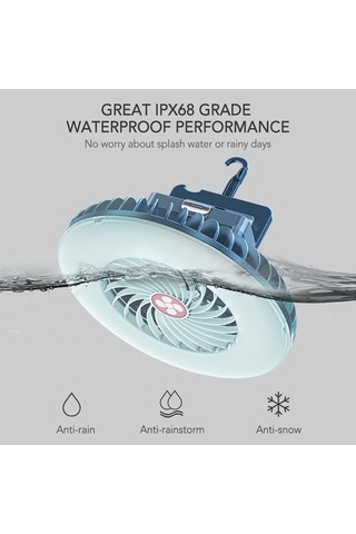 Taşınabilir Kamp Fan Led Fener Mini Masa Fan Usb Şarj Ten9hc Beyaz