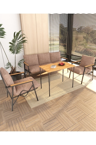 Doruk Home Balkon, Bahçe, Cafe, Metal Koltuk Takımı, Bahçe Mobilyası , Oturma Grubu, 3+1+1+masa Cappuccino