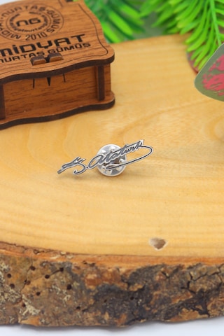 Midyat Nurtaş Gümüş Mustafa Kemal Atatürk Gümüş Erkek Yaka İğnesi Rozet Gümüş