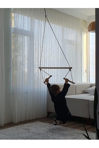 Trapez Ahşap Duyusal Salıncak 8mm İp 100kg Taşır Set Çocuk Aktivite Jimnastik Gelişim Salıncağı