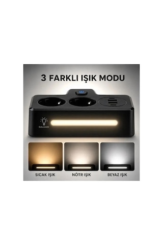 Bkl-502 Akım Korumalı 2li Priz 2 Usb Ve 2 Type-c Çıkış 4000w Hızlı Şarj Duvar Tipi Dokunmatik Led Ay