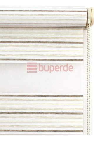 Buperde Krem Kahve Beyaz Renkli Pilise Pliseli Zebra Stor Perde