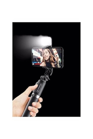 Led Işıklı Kablosuz Bluetooth Selfie Tripod 100 Cm Katlanabilir Monopod Telefon & Gopro Uyumlu