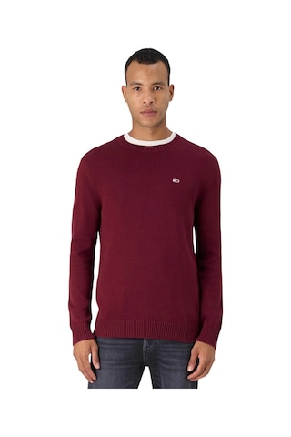 Tommy Hilfiger Tjm Slım Essntls C-neck Sweater Erkek Bordo Kazak Dm0dm18370vlp Mor